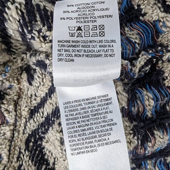 Lucky Brand Southwestern Cream Blue Knit Longline Front Pocket Cardigan - Picture 8 of 8